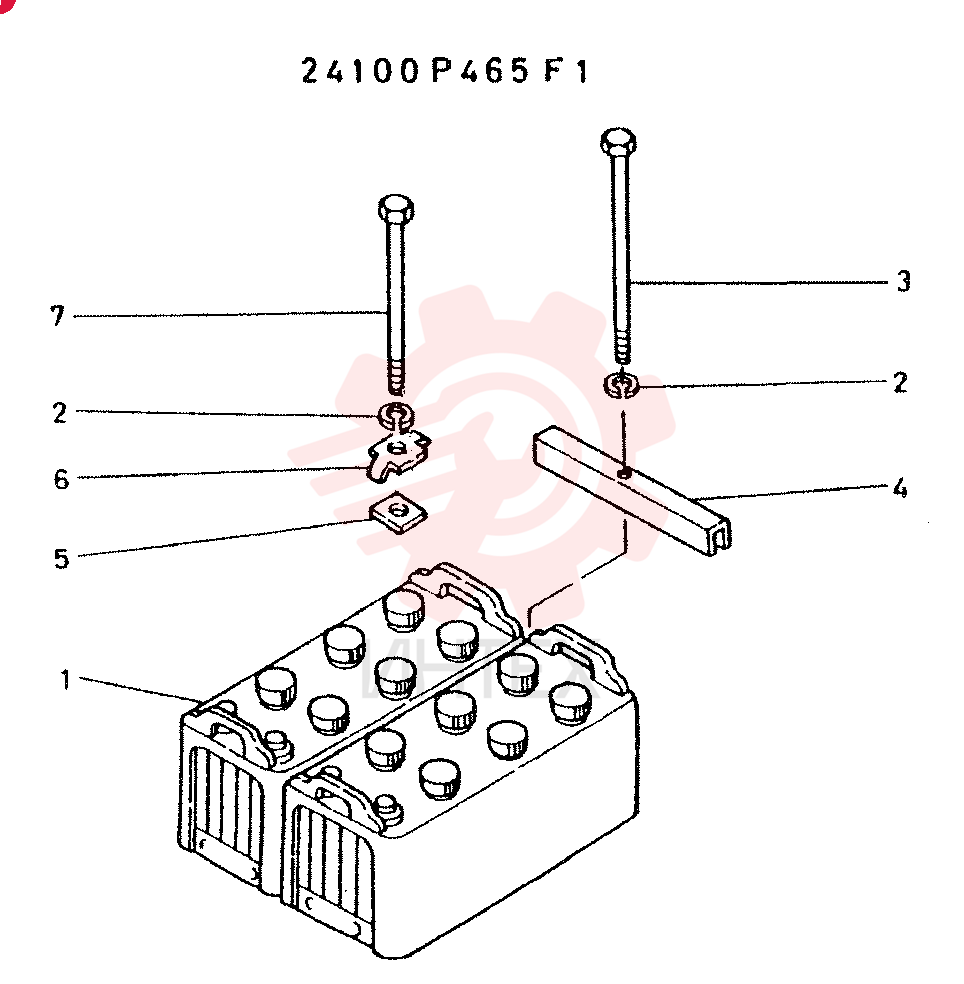 MOUNT ASSY, BATTERY CONSISTS OF REF. 1 TO 7 24100P465F1