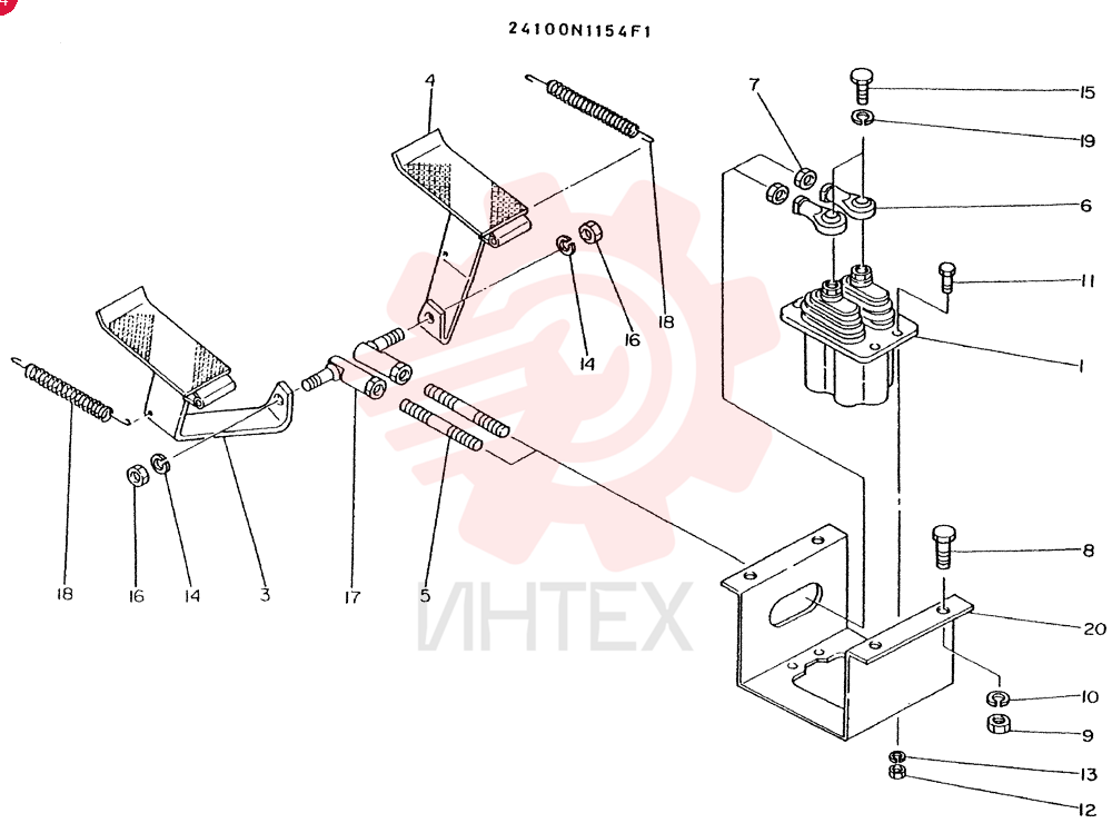 PEDAL ASSY, CONSISTS OF REF 1 TO 21