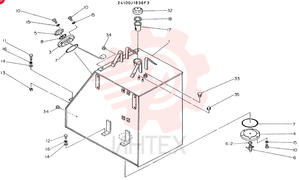 TANK ASSY. FUEL CONSISTS OF REF. 1 TO 35