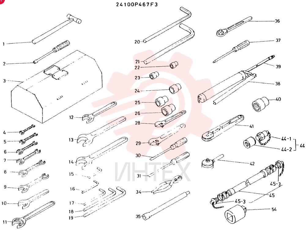 TOOL ASSY CONSISTS OF REF. 1 TO 54