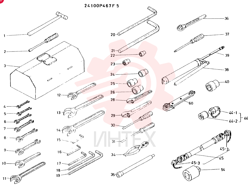TOOL ASSY CONSISTS OF REF. 1 TO 60 24100P467F5