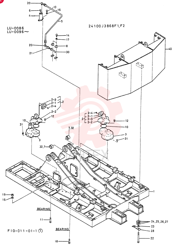 FRAME ASSY, UPP, Serial Range: LU.0096--LU.0107