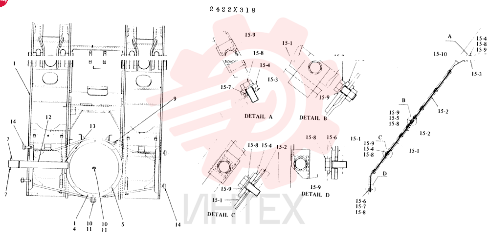 FRONT FRAME ASSEMBLY 2422X318
