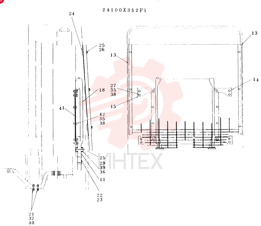 HYDRAULIC OIL COOLING LINE CONSISTS OF REF 1 THRU 46 24100X852F1 (1)