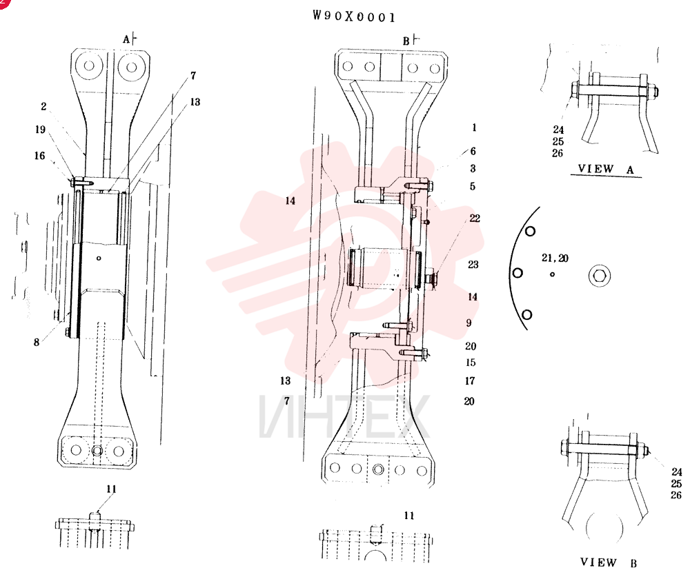 AXLE SUPPORT ASSEMBLY CONSISTS OF ITEM 1-26