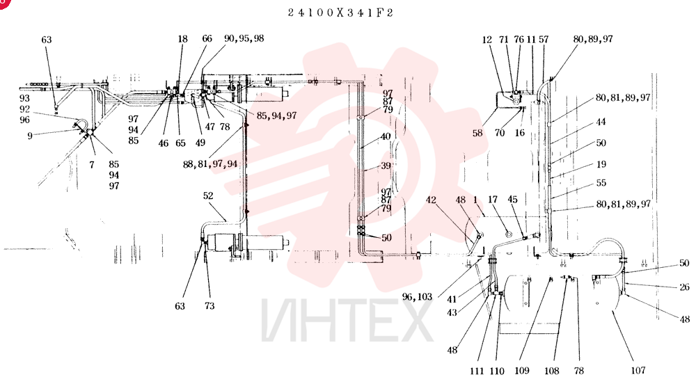 BRAKE AIR LINES ASSEMBLY CONSISTS OF REF 1 TO 111 24100X341F2 (4)
