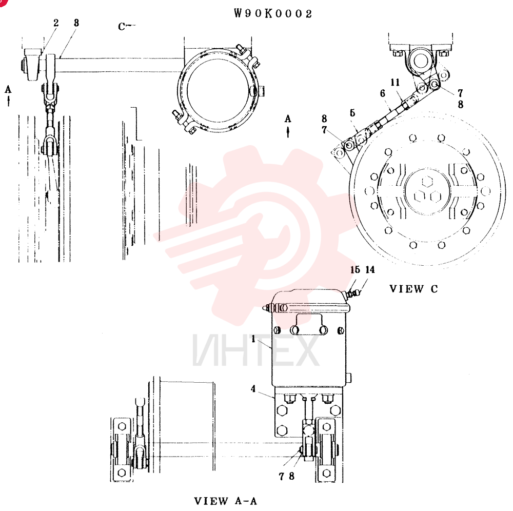 PARKING & EMERGENCY BRAKE ASSEMBLY CONSISTS OF ITEM 1 TO 15