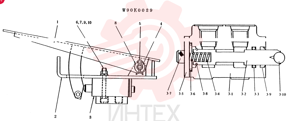 UNLOAD   PEDAL   ASSEMBLY, CONSISTS   OF ITEM 1TO10