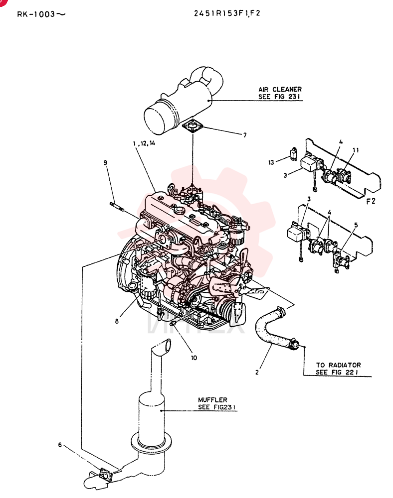 ENGINE, NISSAN, Serial Range: RK.1003-RK.1375