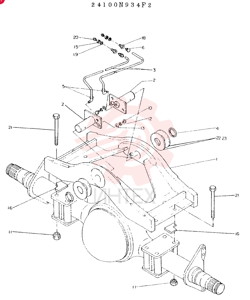 5UPP0RT GROUP, AXLE CONSISTS OF REF 1 TO 21