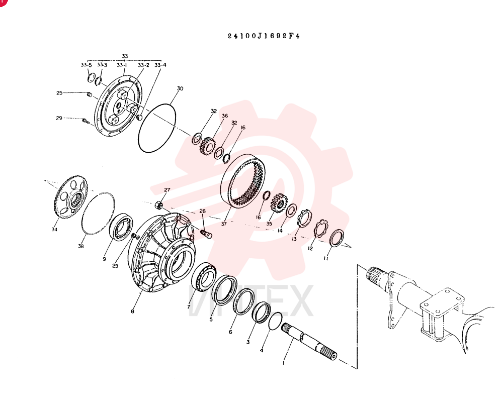 SHAFT HUB GROUP, REF 1 TO 38