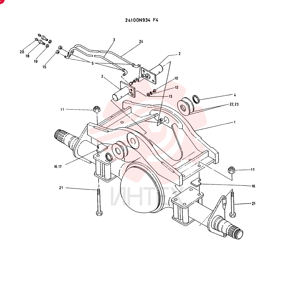 SUPPORT GROUP,   AXLE CONSISTS OF REF 1 TO 24