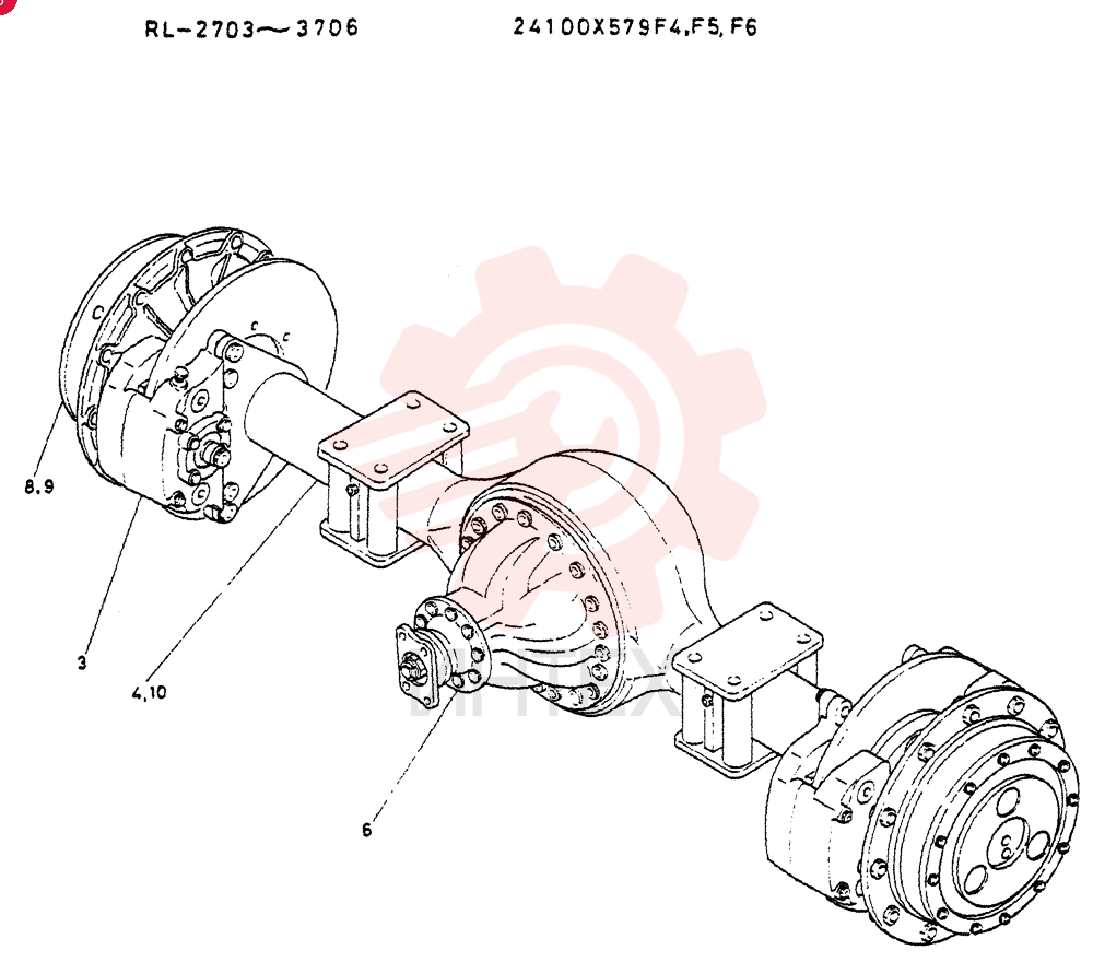 AXLE ASSY, FR., Serial Range: RL.2703-RL3354
