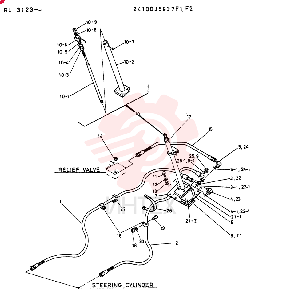 HYDR LINES,   STEER, Serial Range: RL.3123-RL.3629