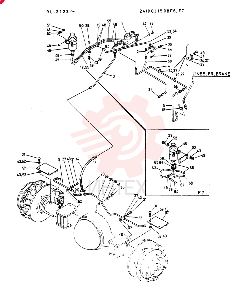 LINES, RE. BRAKE, Serial Range: RL.3123-RL.3633