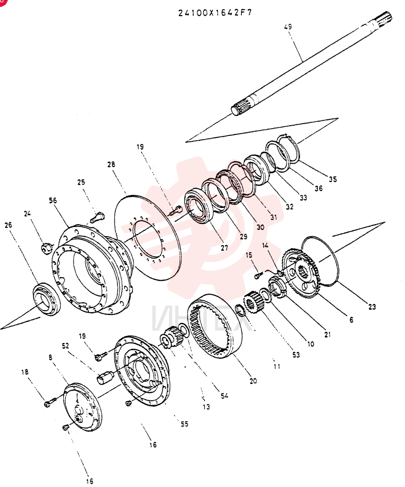 NOSPIN AXLE ASSY, RE 24100X1642F7 (2)