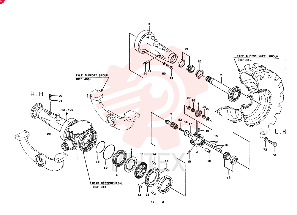 AXLE ASSY.REAR W/0 SYM. 72,73, Start Serial: 4501-