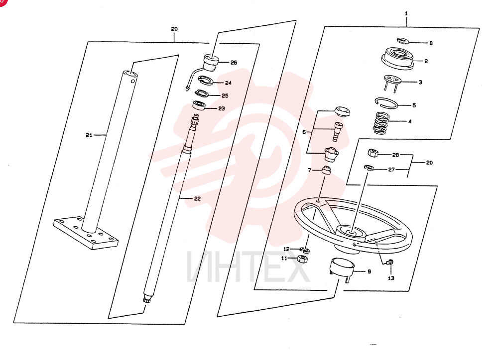 WHEEL ASSY.STEERING, Start Serial: 4501-