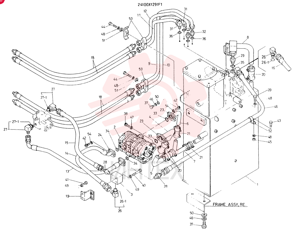 HYDR LINES, MAIN, CONSISTS OF REF 1 TO 54
