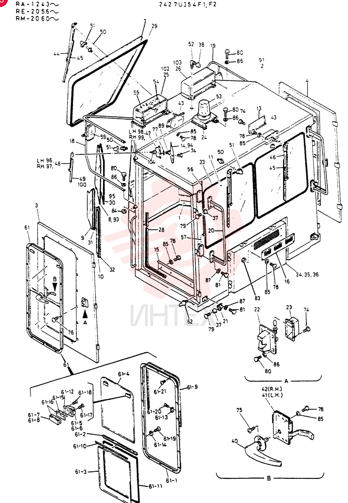 CAB  ASSY   (2-SEAT), Serial Range: RM.2060-RM.2084 2427U354F1 (2)