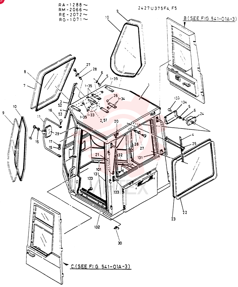 CAB  ASSY, Serial Range: RM.2066-RM.2084 2427U375F4 (1)