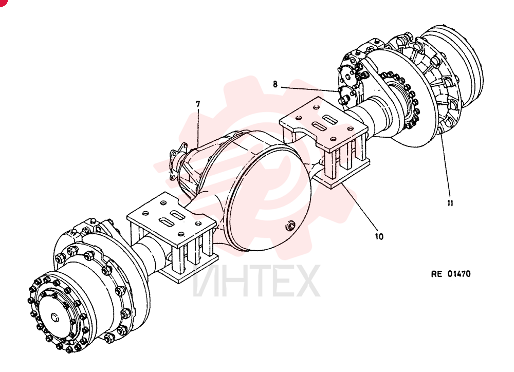 AXLE ASSY,  R.E CONSISTS REF 7 TO 11