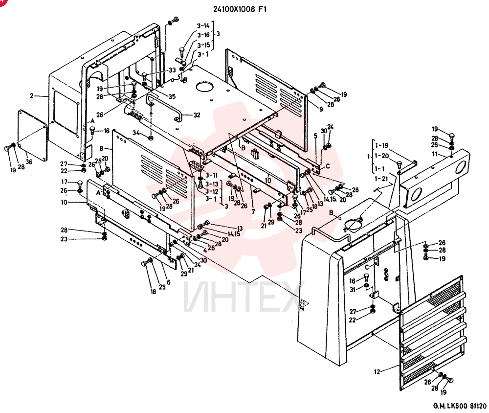 COVER GR0UP, SIDE CONSISTS OF REF  1 TO 36
