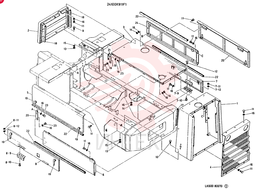 COVER GROUP, SIDE CONSISTS OF REF1 TO 25
