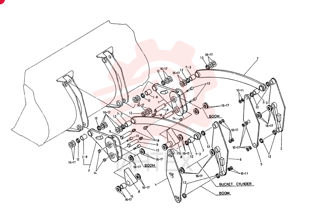 EXTENSION-BOOM GROUP CONSISTS OF REF 1 TO 18