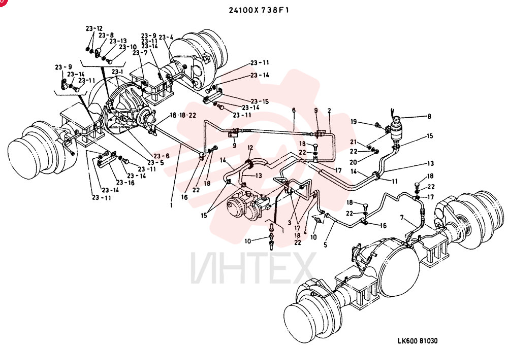 LINE,HYDR BRAKE CONSISTS OF  ITEM 1 TO 23
