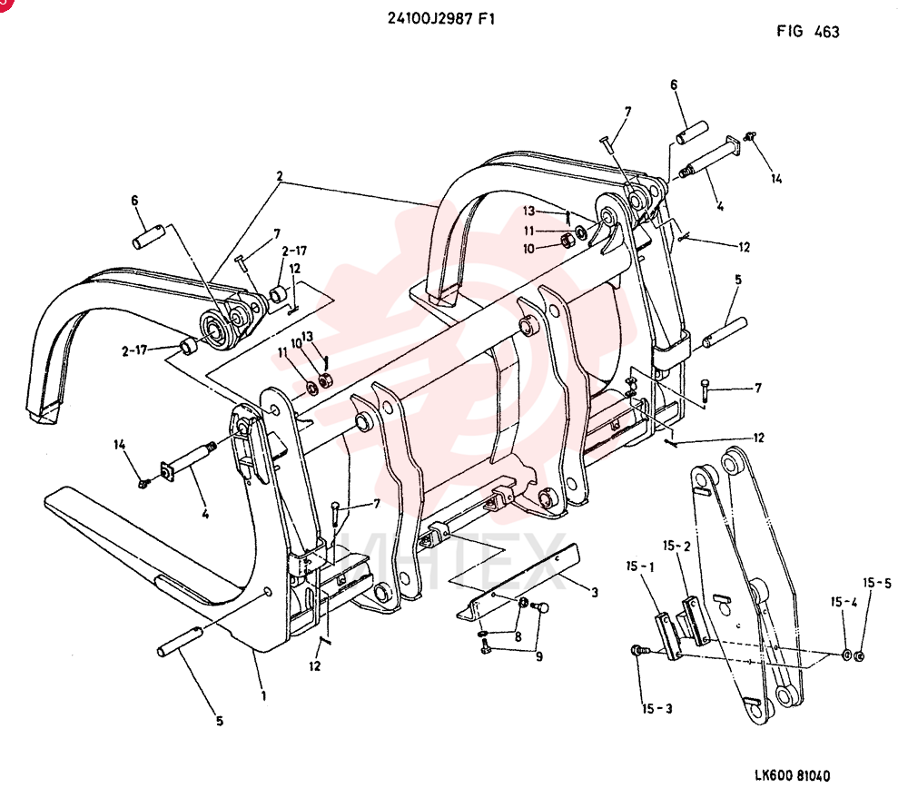 LOG-FORK ASSY CONSISTS OF ITEM 1 TO 15