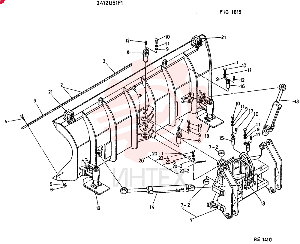 PLOW ASSY, ANGLING CONSISTS OF REF 1 TO 21 2412U51F1