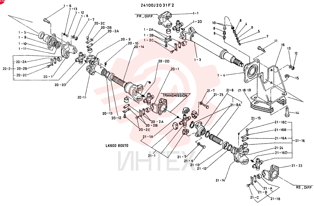SHAFT GROUP DRIVE  CONSISTS OF REF 1 TO 21