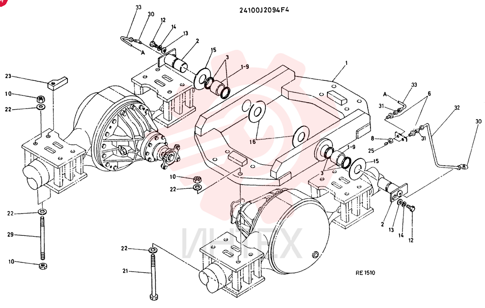 SUPPORT GROUP, AXLE CONSISTS OF REF1 TO 33
