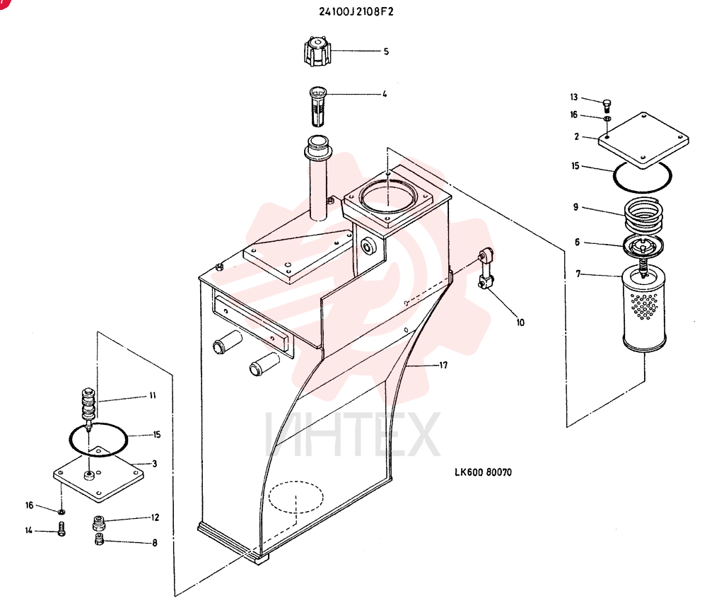 TANK ASSY, HYDR CONSISTS OF REF, Serial Range: 2-17