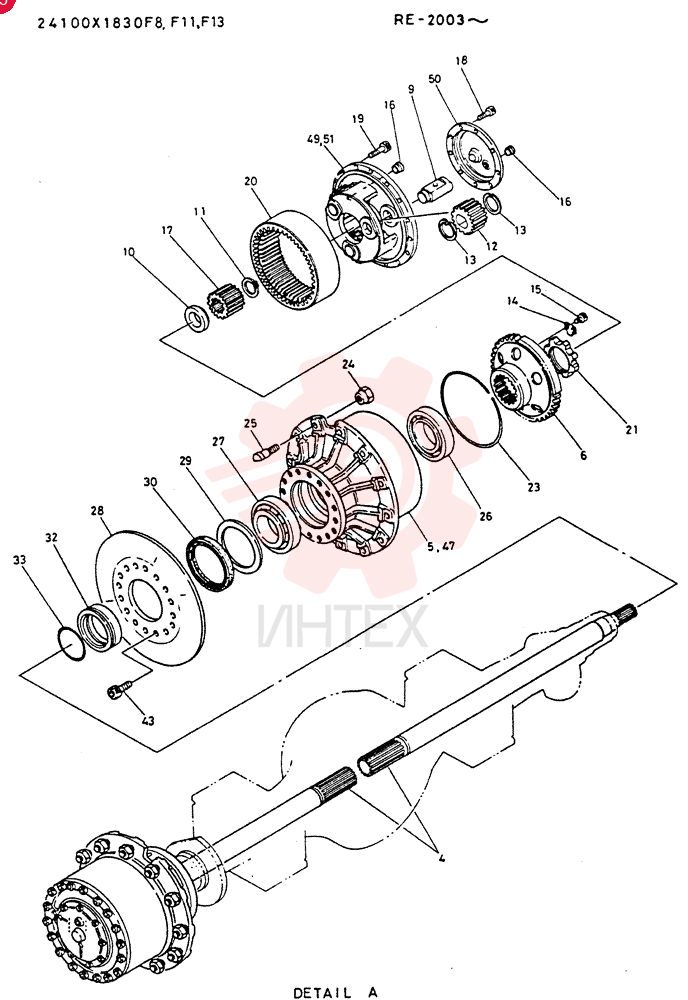 AXLE ASSY, FR., Serial Range: RE.2003-RE.2030