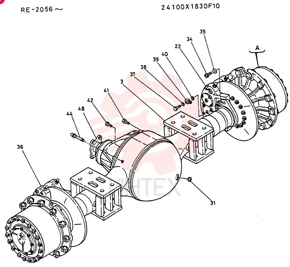 NOSPIN AXLE ASSY, RE 24100J1830F10 (1)