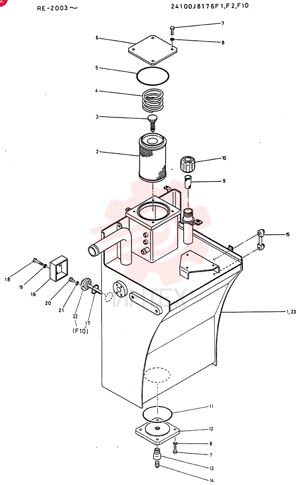 TANK ASSY, HYDR, Serial Range: RE.2003-RE.2055