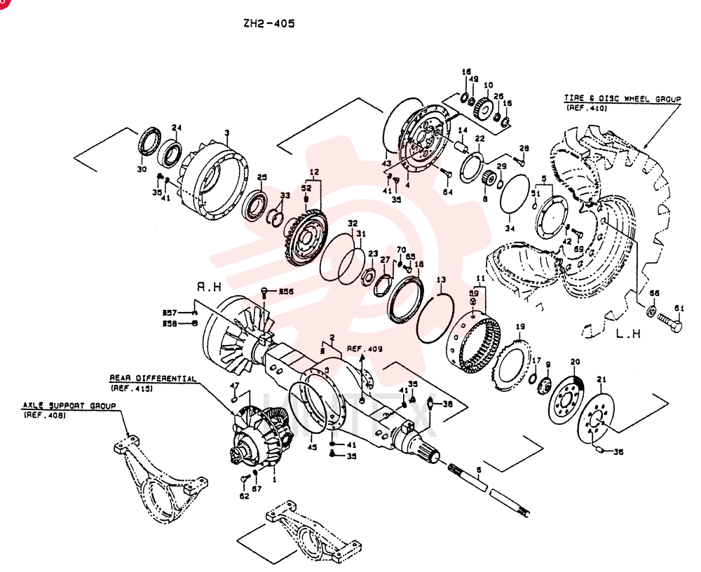 AXLE ASSY,REAR,W/0 SYM. 61, 66, Start Serial: 2201-