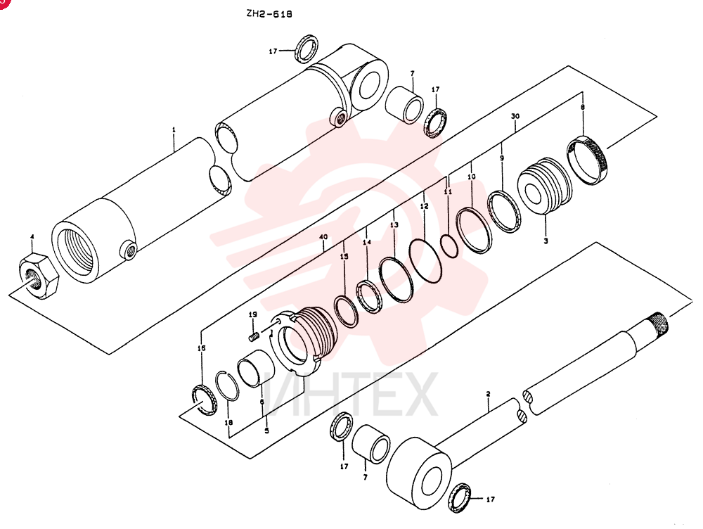 CYLINDER ASSY,OIL  2201-, Serial Range: -2254