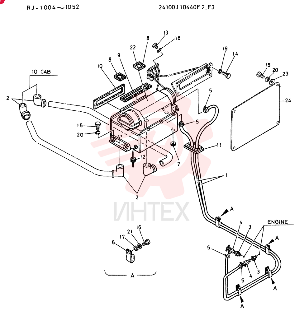HEATER GROUP, Serial Range: RJ.1004--RJ.1038