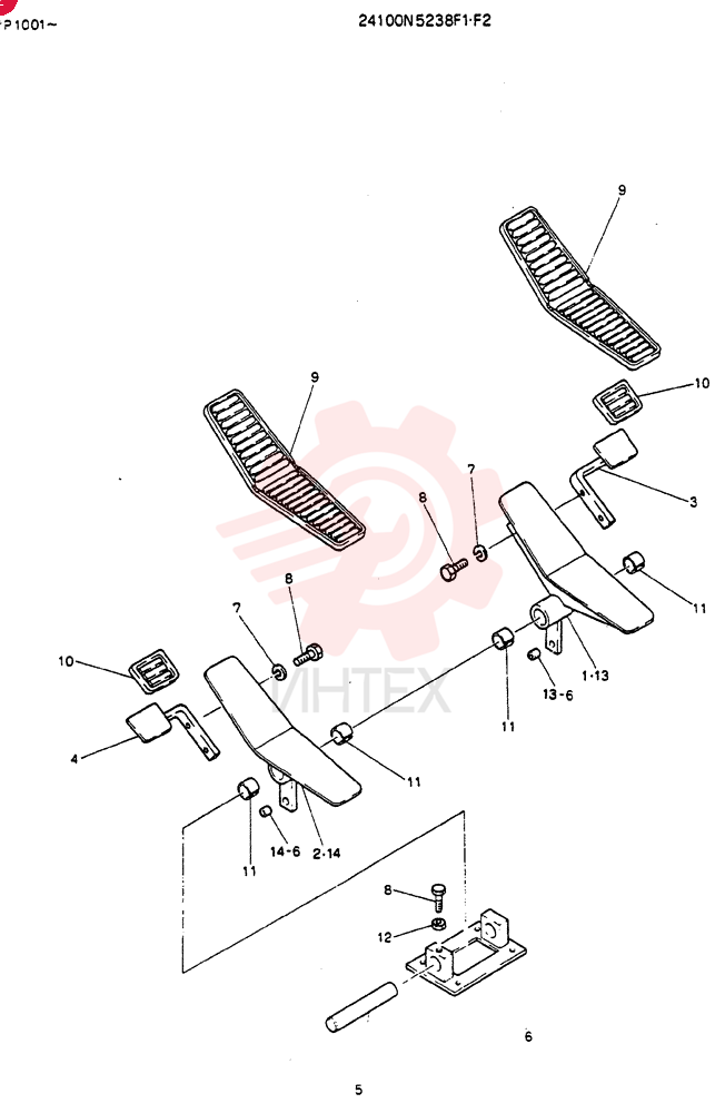 PEDAL ASSY, Serial Range: YP1001-YP1240