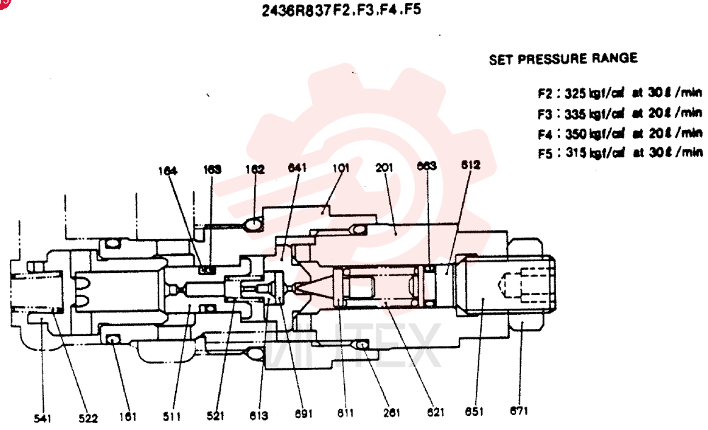 VALVE ASSY, PORT RELIEF CONSISTS OF THE FOLLOWING PARTS 2436R837F2F5