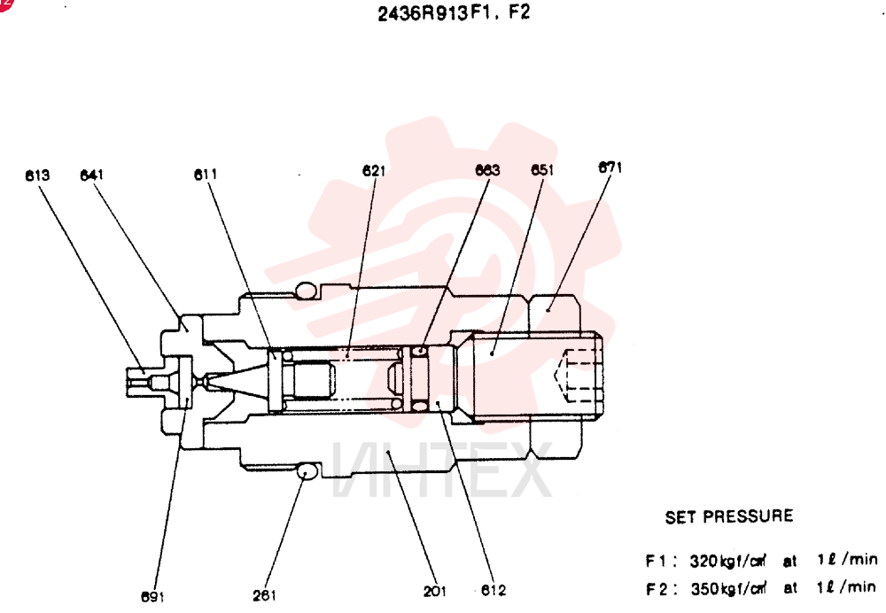 VALVE ASSY, RELIEF 2436R913F1, F2