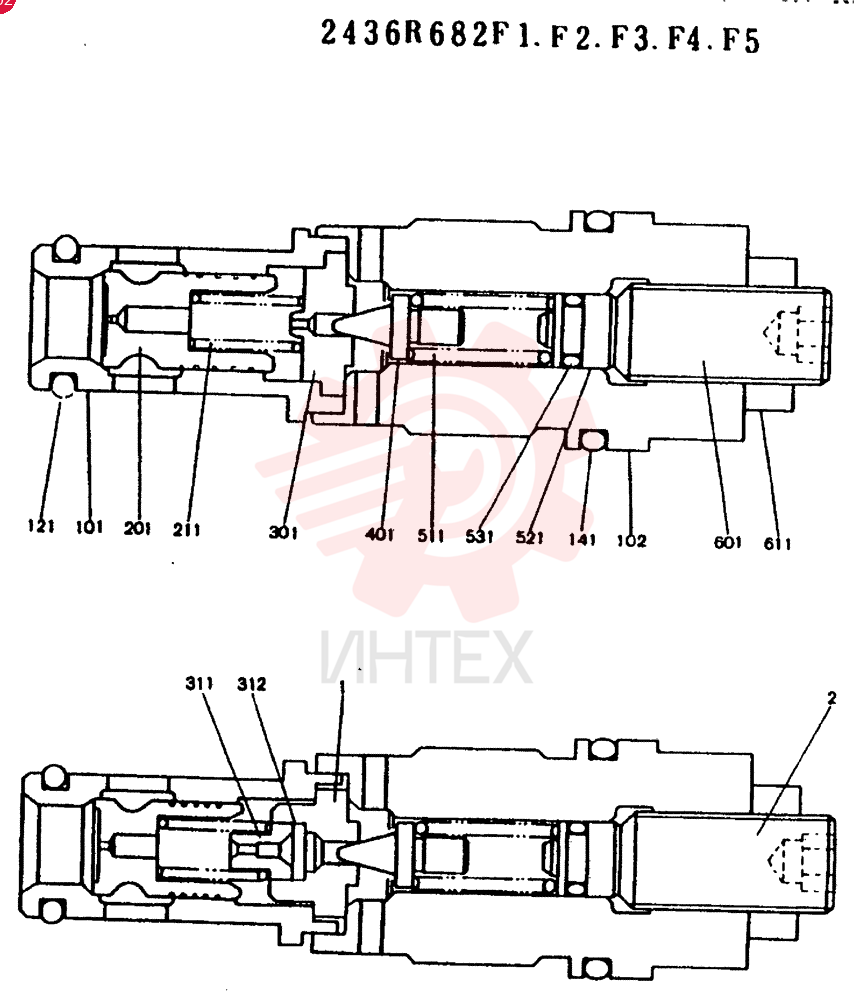 VALVE ASSY, MAIN RELIEF, CONSISTS OF THE FOLLOWING PARTS 2436R682F1~F5