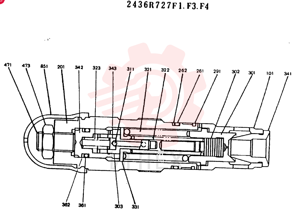 VALVE ASSY, RELIEF CONSISTS OF THE FOLLOWING PARTS 2436R727F1.F3.F4