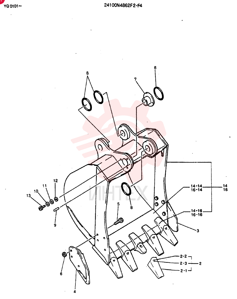 BUCKET ASSY, Serial Range: YQ0101-YQ0237 24100N4862F2