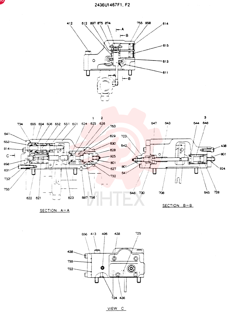 REGULATOR ASSY (FRONT) CONSISTS OF THE FOLLOWING PARTS 2436U1467F1,F2