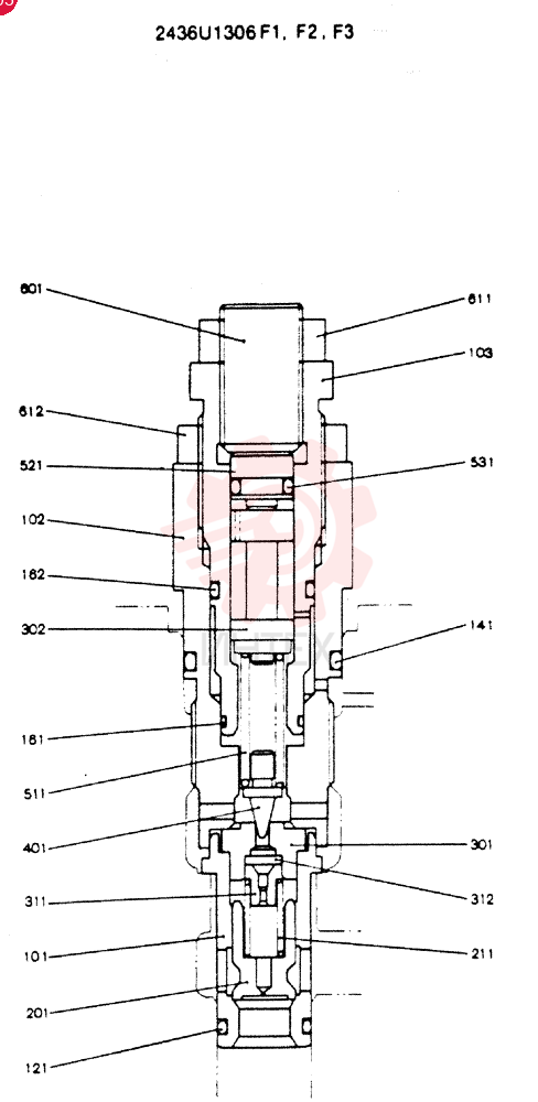 VALVE ASSY, MAIN RELIEF CONSISTS OF THE FOLLOWING PARTS 2436U1306F1~F3
