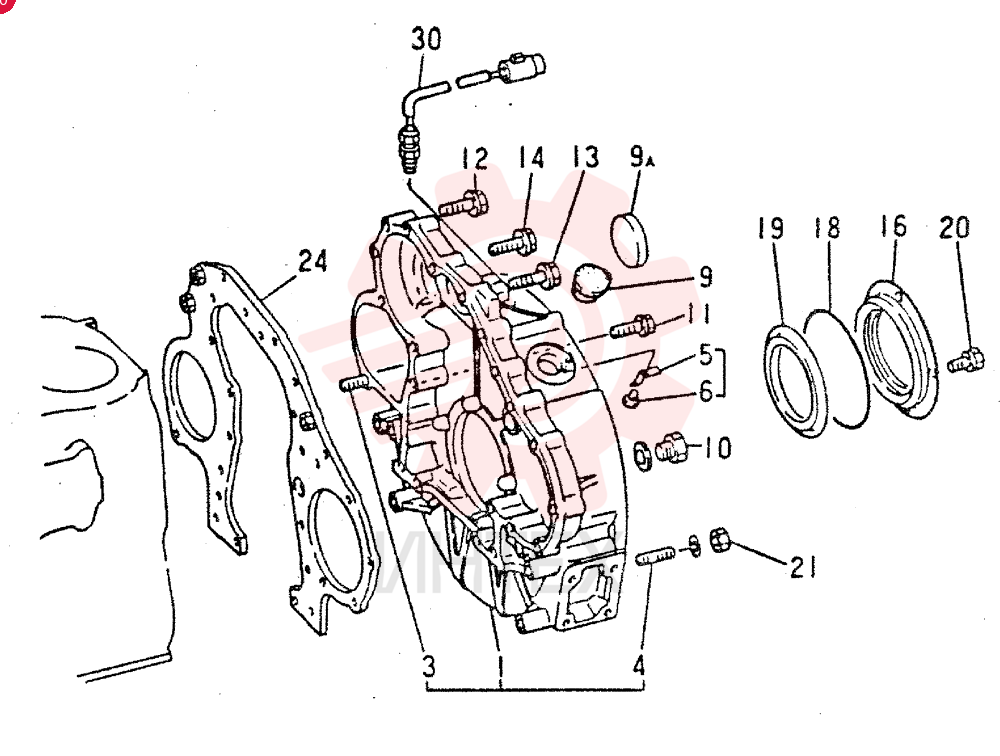 FLYWHEEL HOUSING ASSY, M10 X 1.5, Start Serial: 9103